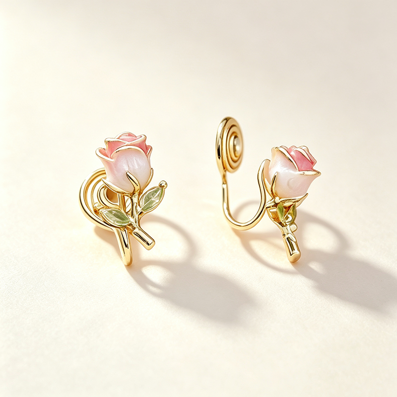 Support Breast Cancer Awareness | Iris Flower CZ Titanium Screw‑Back Stud Earrings