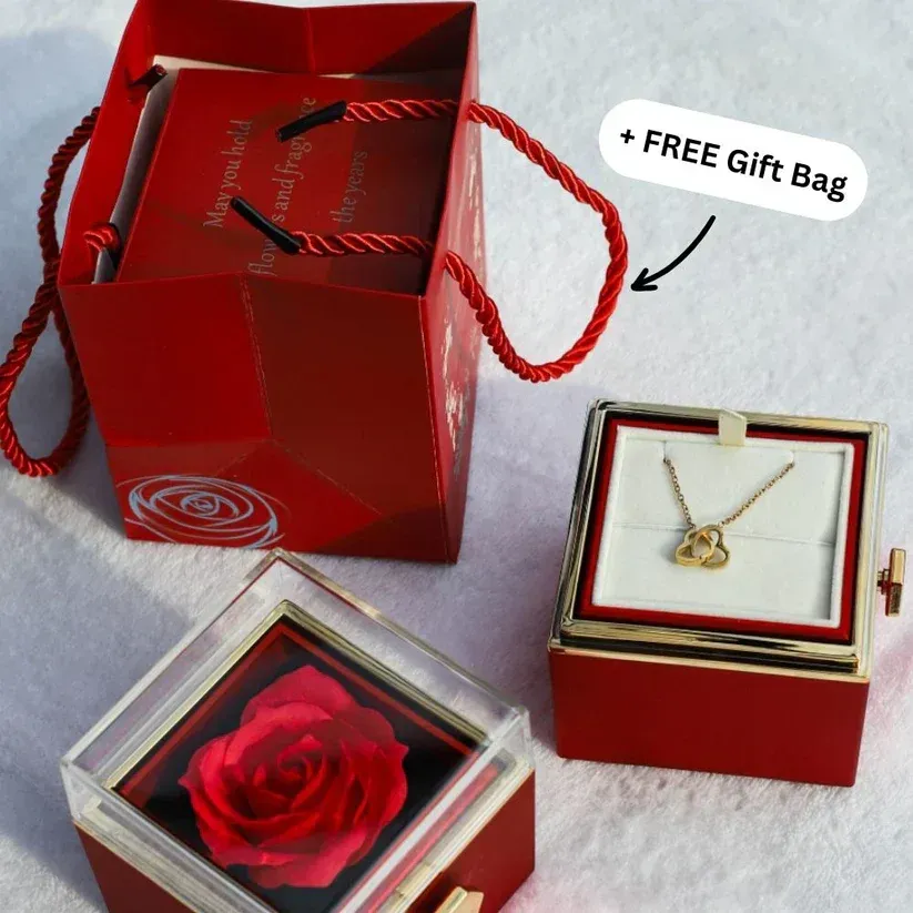 Double Heart Necklace Fashion Simple Heart-to-heart Pendant Clavicle Chain With Gift Box Gift Set