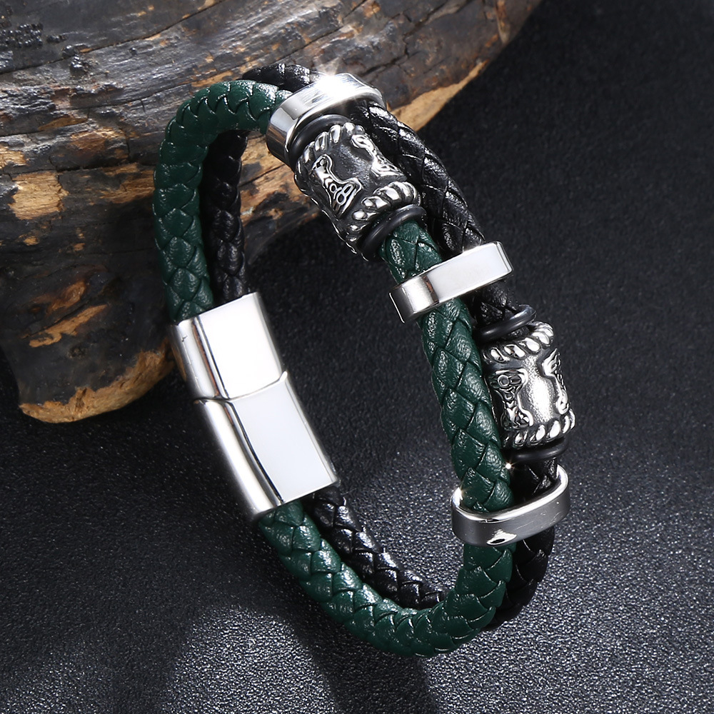 Viking Bead Leather Bracelet