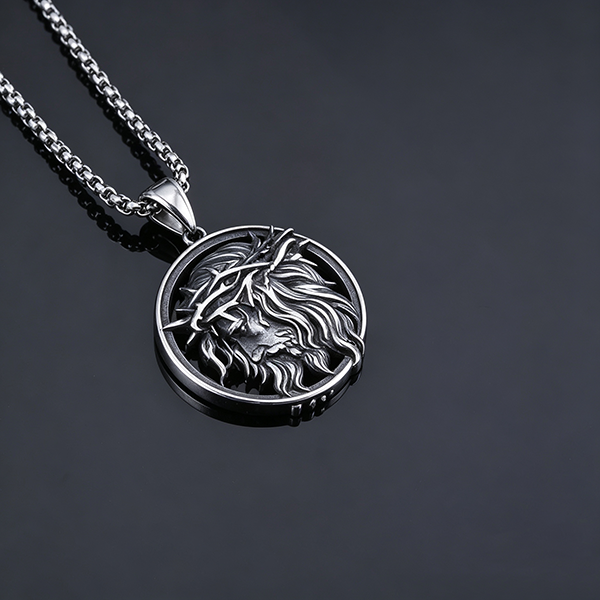 Crown of Thorns Jesus Face Necklace