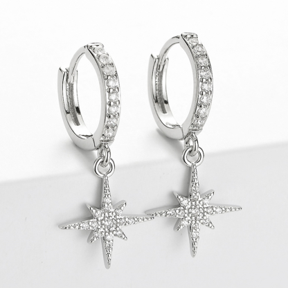 Pavé North Star Huggie Hoop Earrings