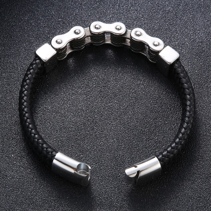 Viking Battle Chain Braided Leather Bracelet