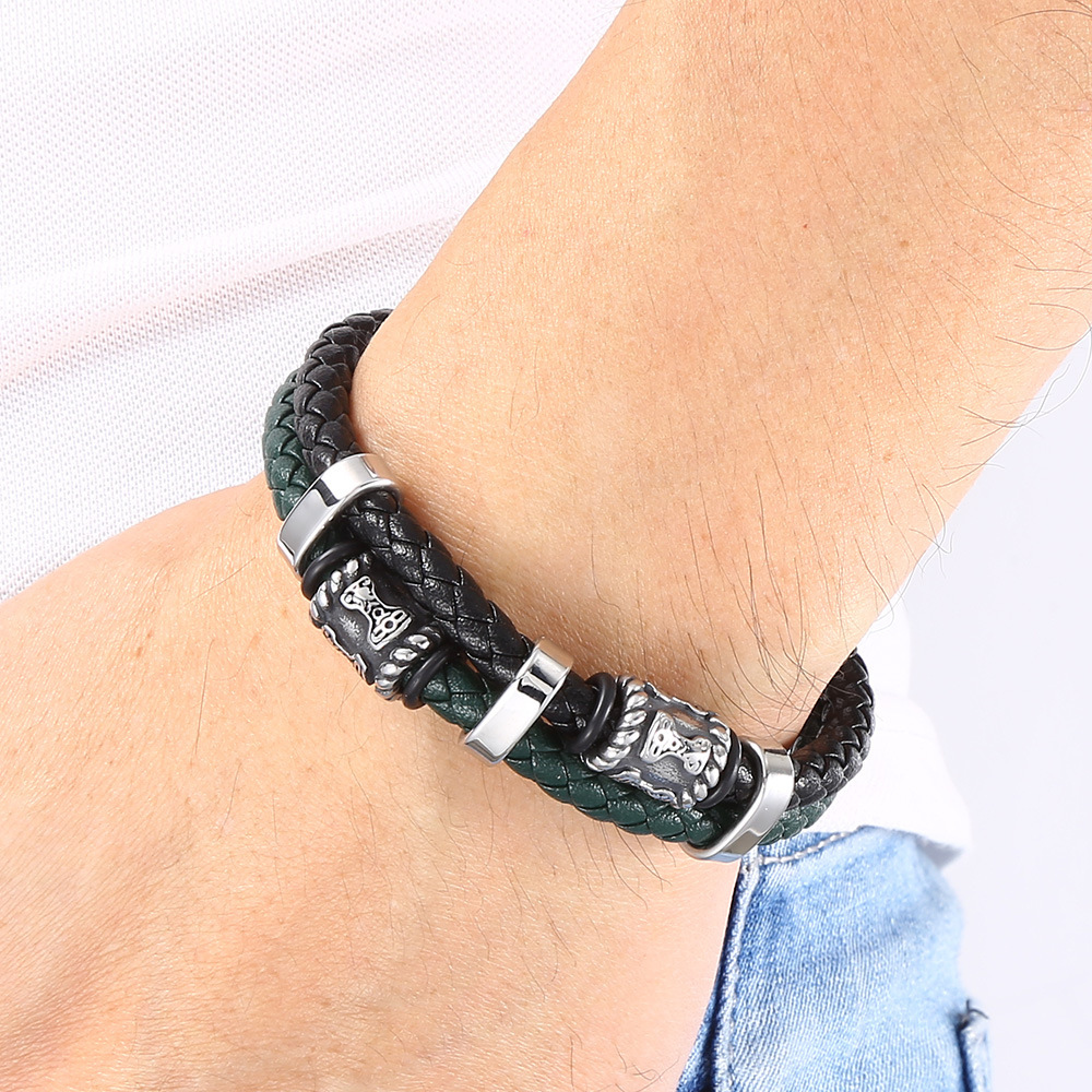 Viking Bead Leather Bracelet