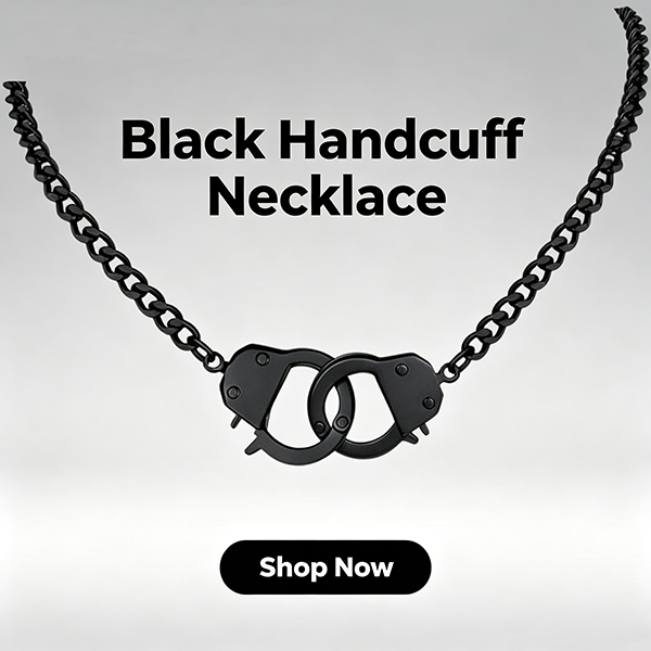 Men’s/Women’s Black Curb Chain Handcuff Choker Necklace