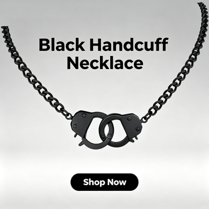 Men’s/Women’s Black Curb Chain Handcuff Choker Necklace