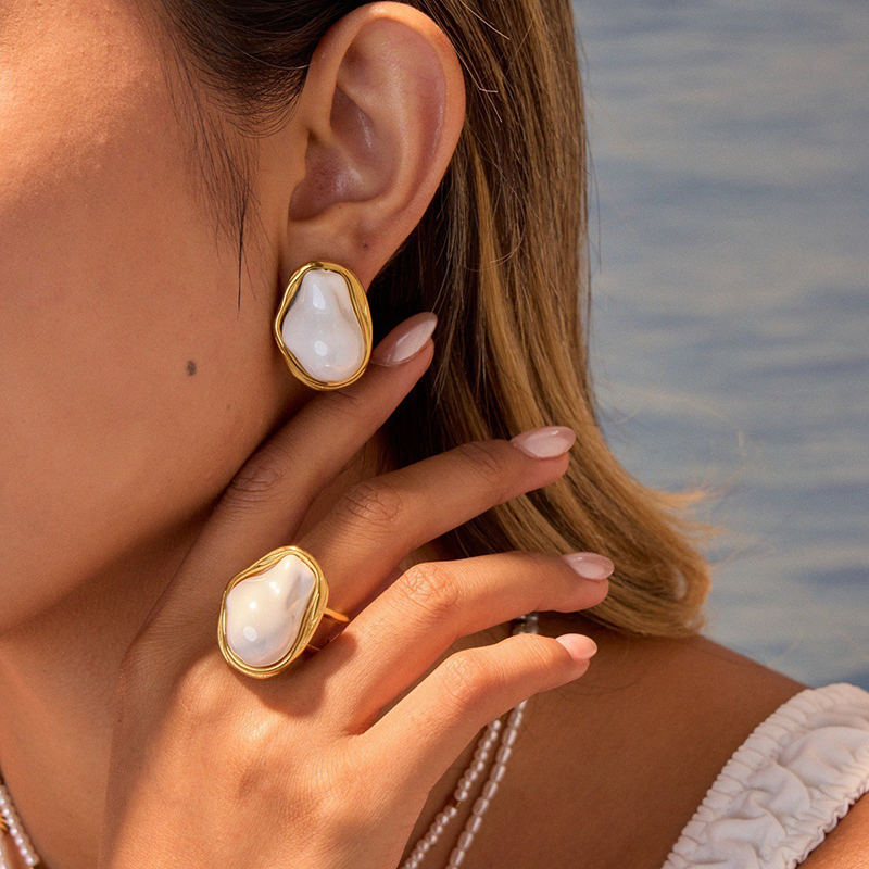 French Baroque Irregular Pearl Stud Earrings