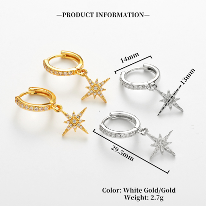 Pavé North Star Huggie Hoop Earrings