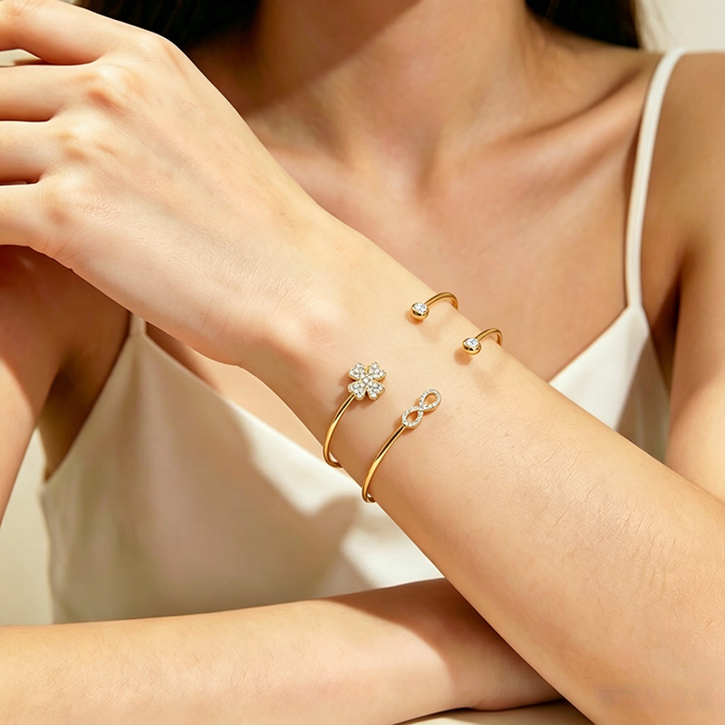 Infinity Paved Zircon Open Cuff Bangle