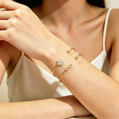 Infinity Paved Zircon Open Cuff Bangle