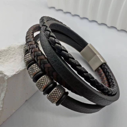Vintage Viking Multi-Layer Braided Leather Bracelet
