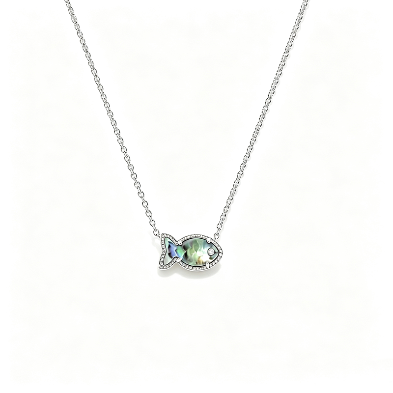 Abalone Fish Pendant Necklace