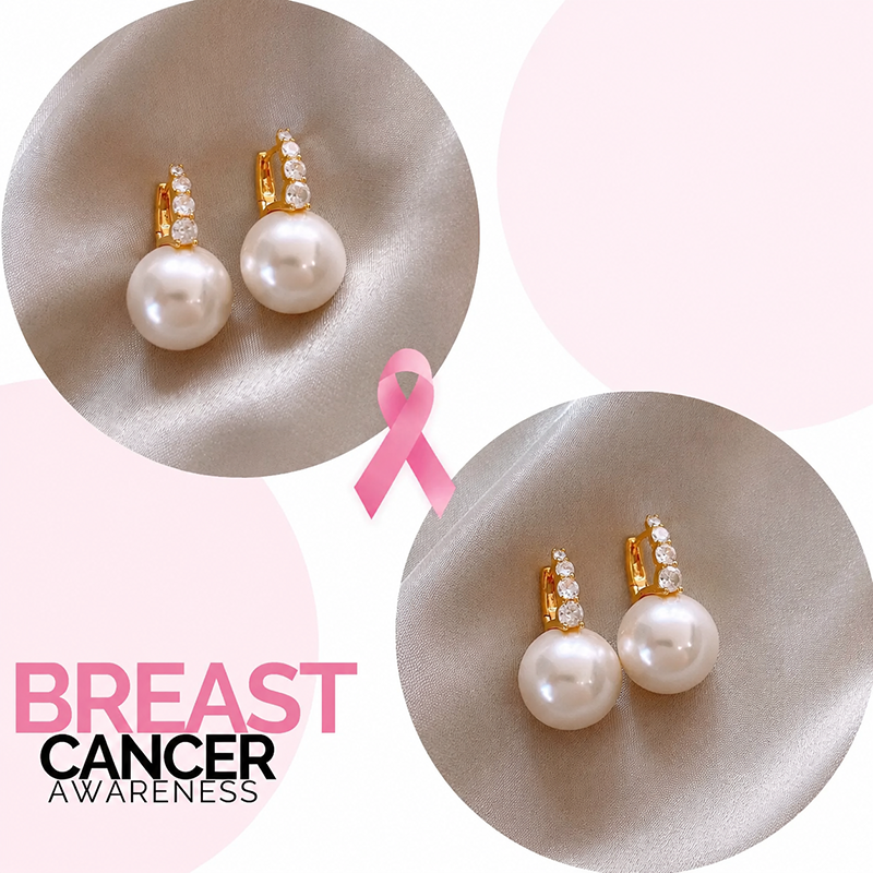 Support Breast Cancer Awareness | Luminous Zircon Pearl Drop Earrings | Buy 1 Get 1 Free Today