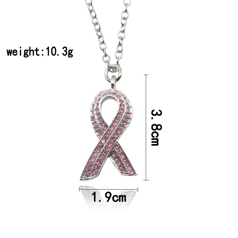 Pink Ribbon Sparkle Necklace | Breast Cancer Awareness Jewelry 