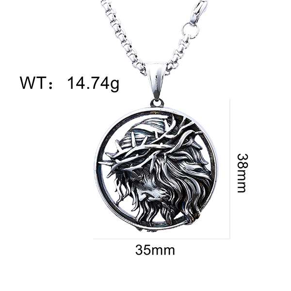 Crown of Thorns Jesus Face Necklace