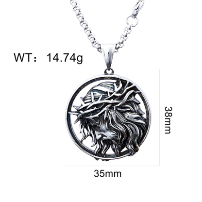 Crown of Thorns Jesus Face Necklace