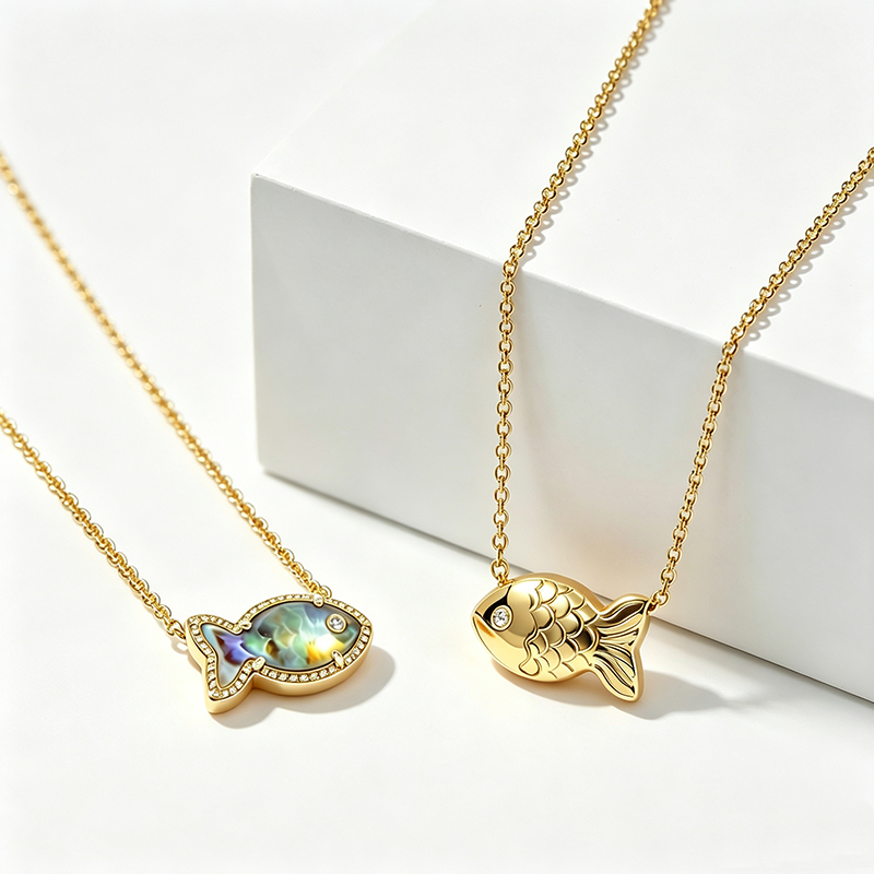 Abalone Fish Pendant Necklace