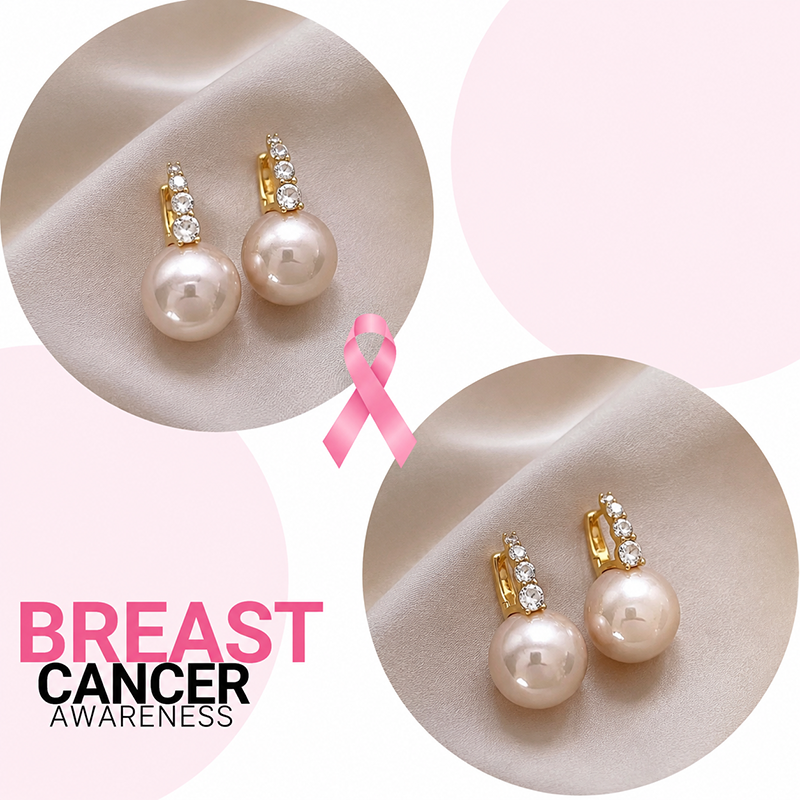 Support Breast Cancer Awareness | Luminous Zircon Pearl Drop Earrings | Buy 1 Get 1 Free Today