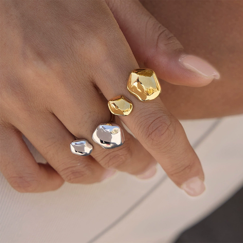 Irregular Pebble Open Gold Ring