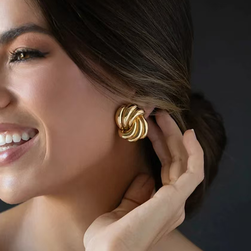 French Vintage Twisted Croissant Stud Earrings