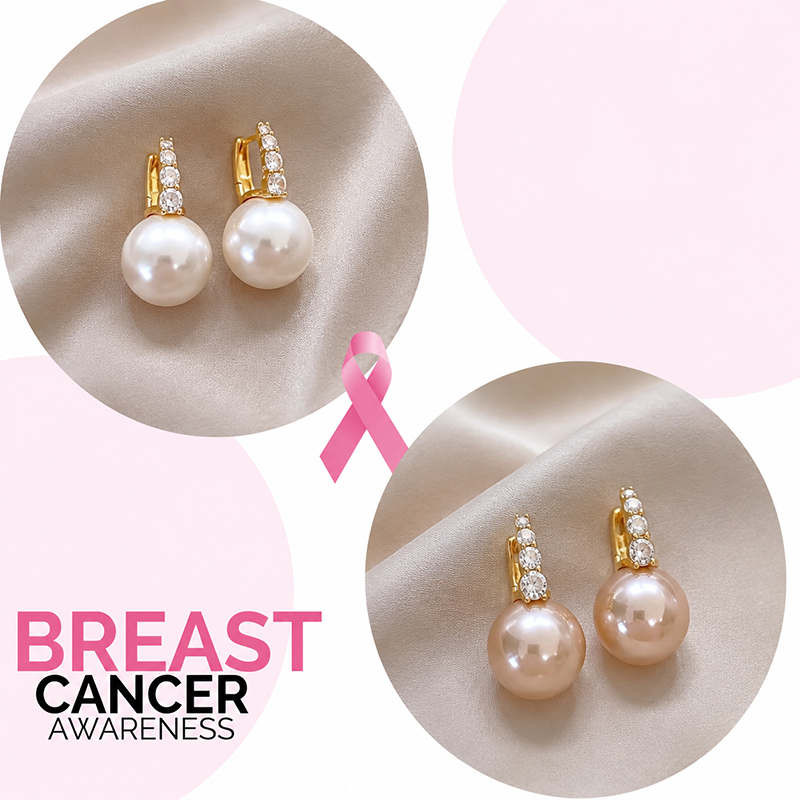 Support Breast Cancer Awareness | Luminous Zircon Pearl Drop Earrings | Buy 1 Get 1 Free Today