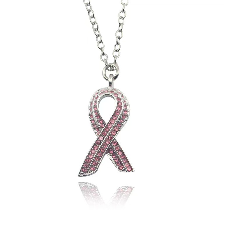 Pink Ribbon Sparkle Necklace | Breast Cancer Awareness Jewelry 