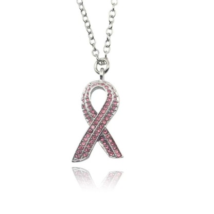 Pink Ribbon Sparkle Necklace | Breast Cancer Awareness Jewelry 