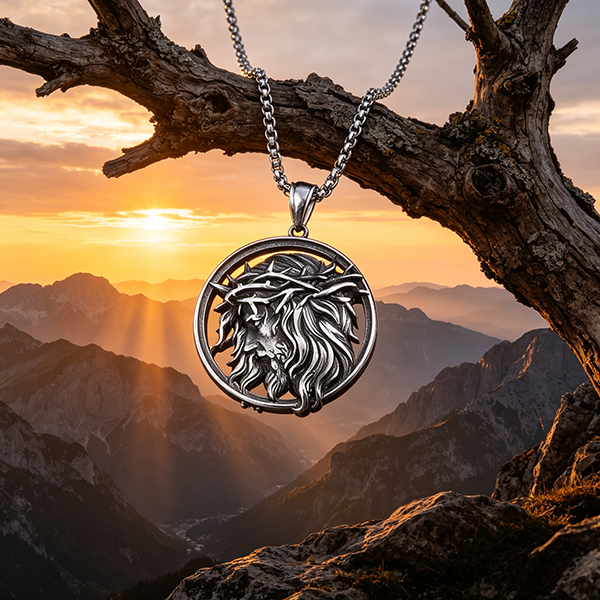 Crown of Thorns Jesus Face Necklace