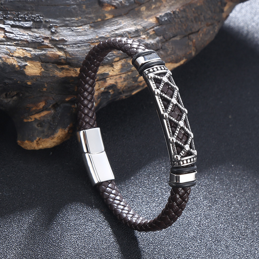Viking-style Retro Woven Leather Totem Bracelet