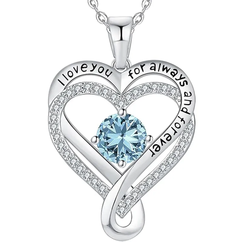 S925 Sterling Silver Engraved Heart Necklace for Lover with Wooden Gift Box & Message Card