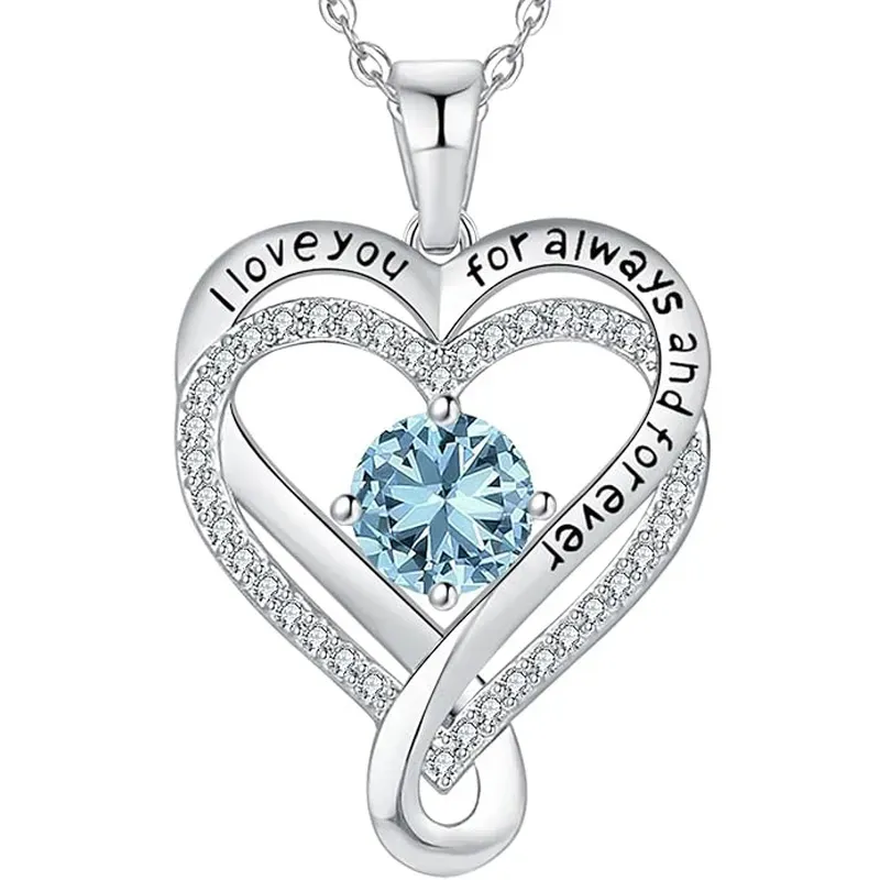 S925 Sterling Silver Engraved Heart Necklace for Lover with Wooden Gift Box & Message Card
