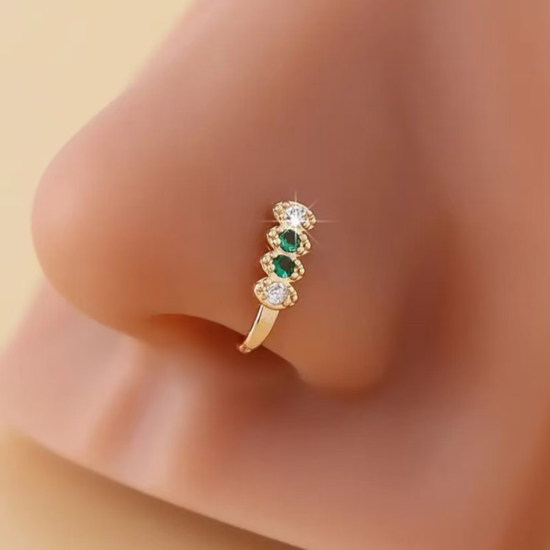 Vintage Multi Gem Curved Nose Ring