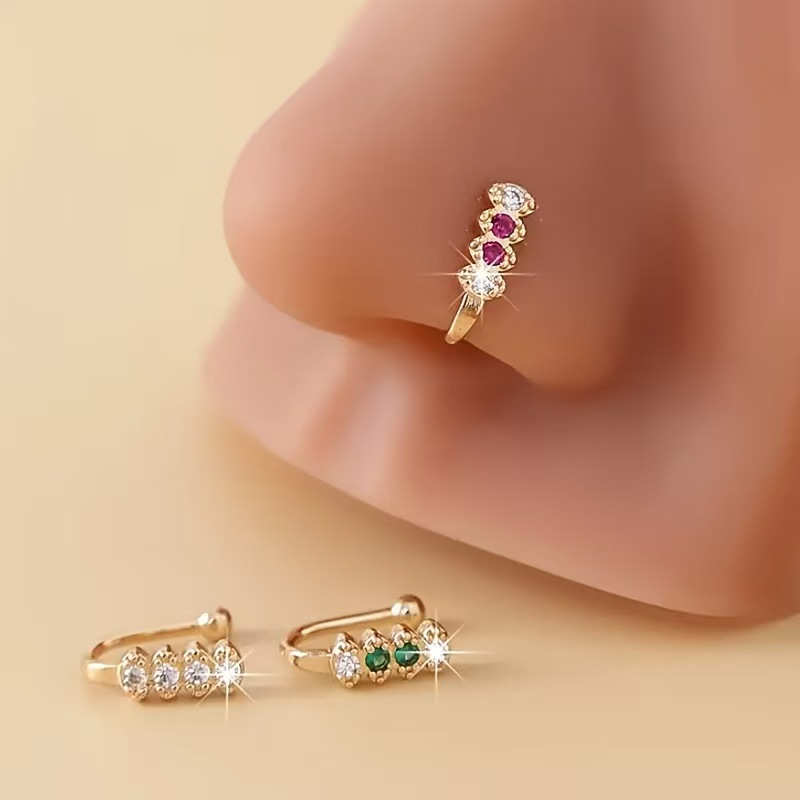 Vintage Multi Gem Curved Nose Ring