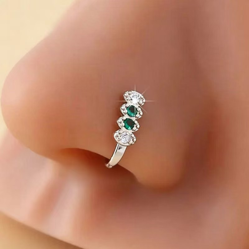 Vintage Multi Gem Curved Nose Ring