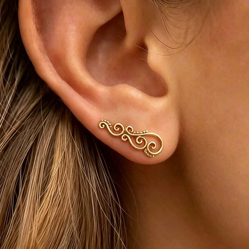 Boho Swirl Vine Ear Climbers