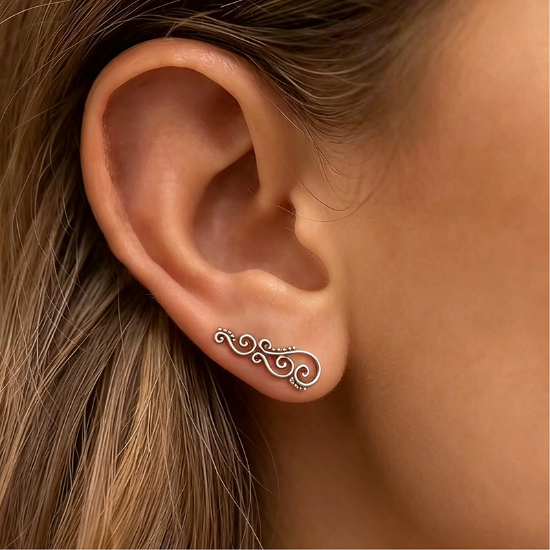 Boho Swirl Vine Ear Climbers
