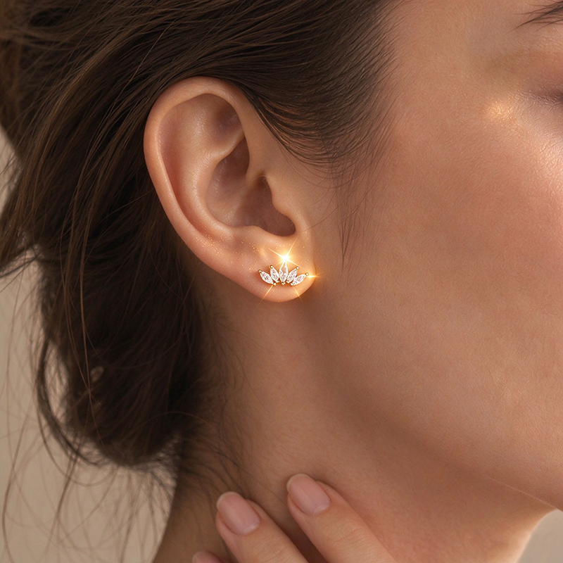Crown Marquise Zircon Stud Earrings