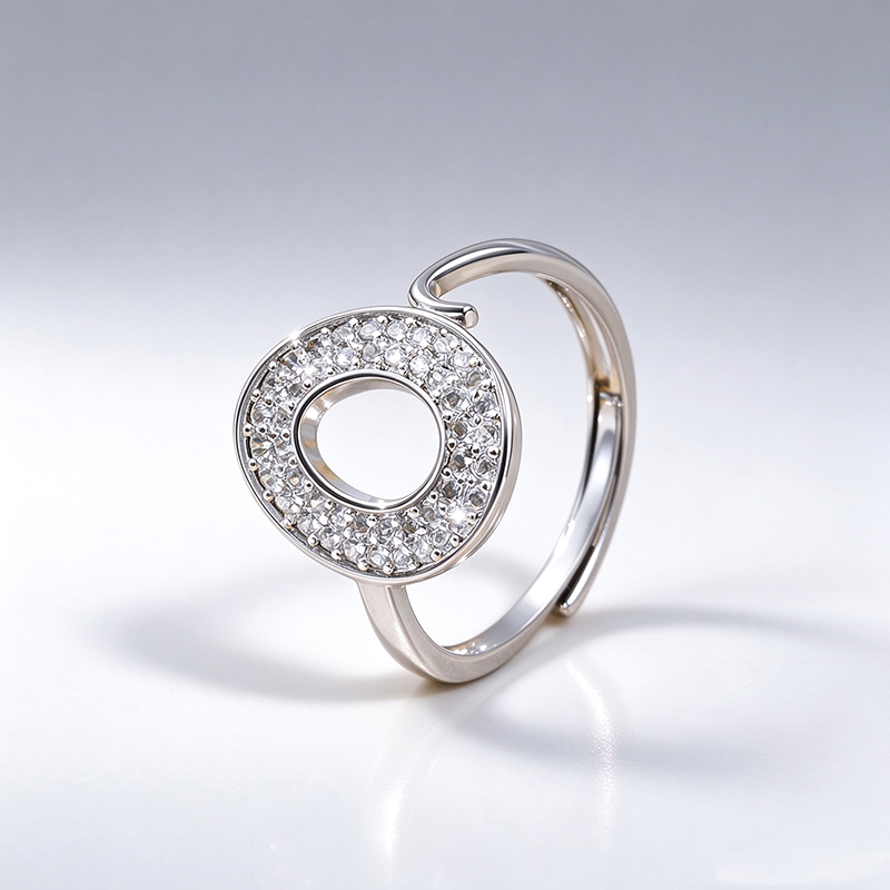 925 Silver Oval Halo Open Ring