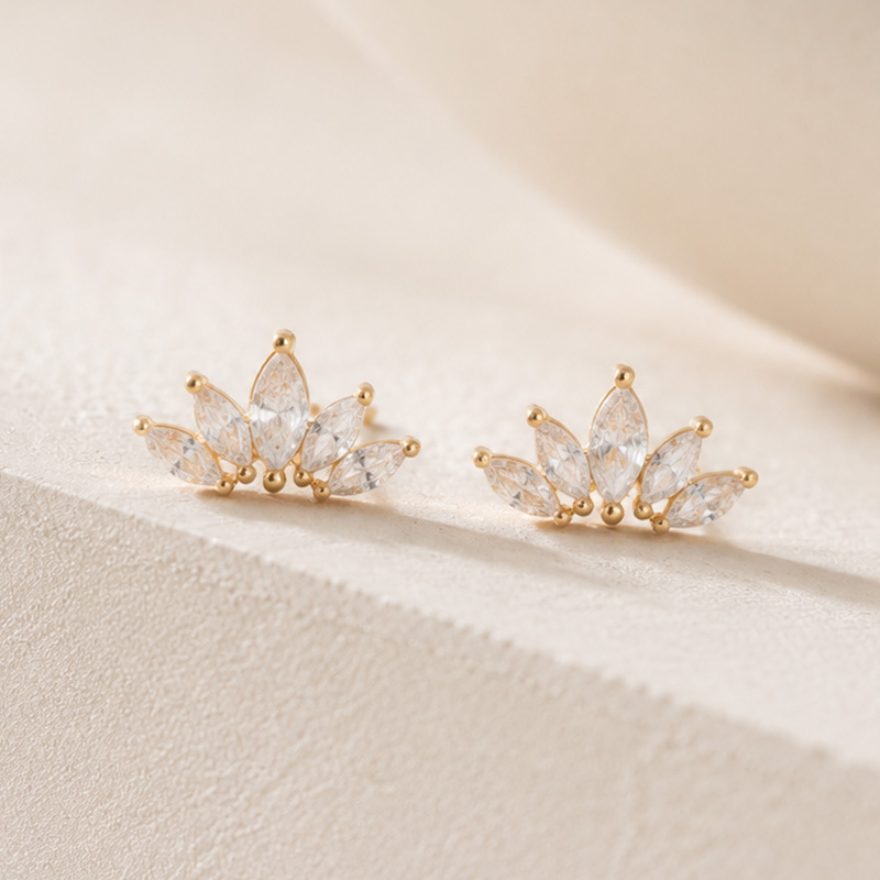 Crown Marquise Zircon Stud Earrings