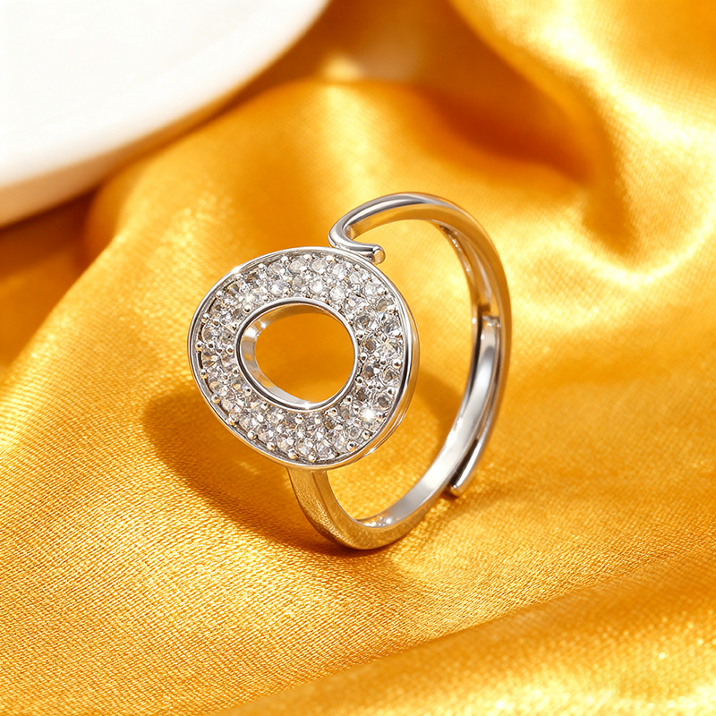 925 Silver Oval Halo Open Ring