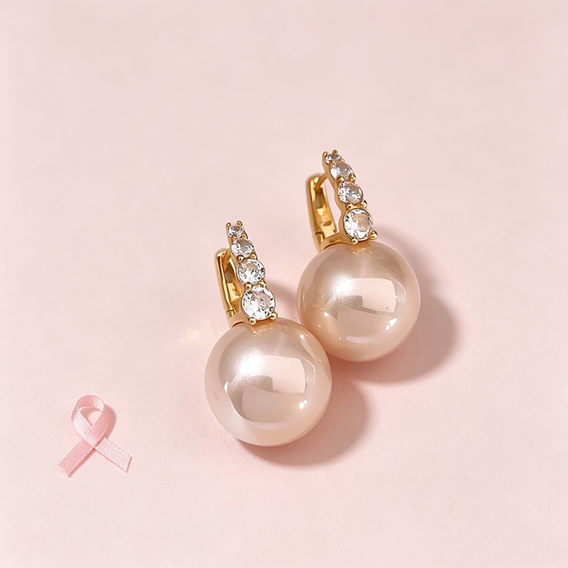 Support Breast Cancer Awareness | Luminous Zircon Pearl Drop Earrings | Buy 1 Get 1 Free Today
