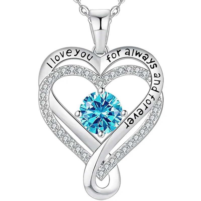 S925 Sterling Silver Engraved Heart Necklace for Lover with Wooden Gift Box & Message Card