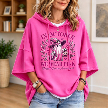 Ribbon Awareness Hoodie | Pink Ghost Oversized Hoodie