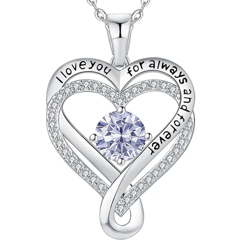 S925 Sterling Silver Engraved Heart Necklace for Lover with Wooden Gift Box & Message Card