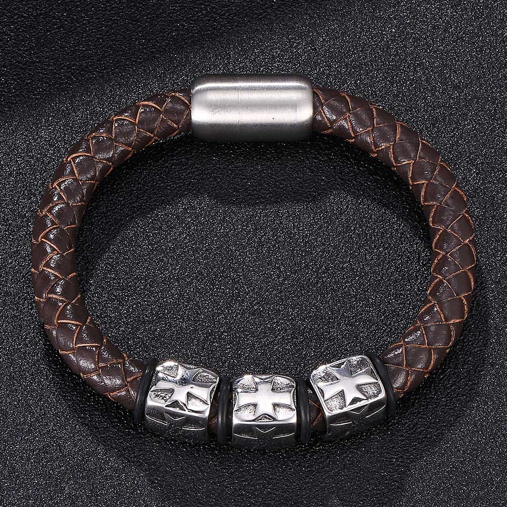 Starlight Guardian Braided Leather & Steel Bracelet