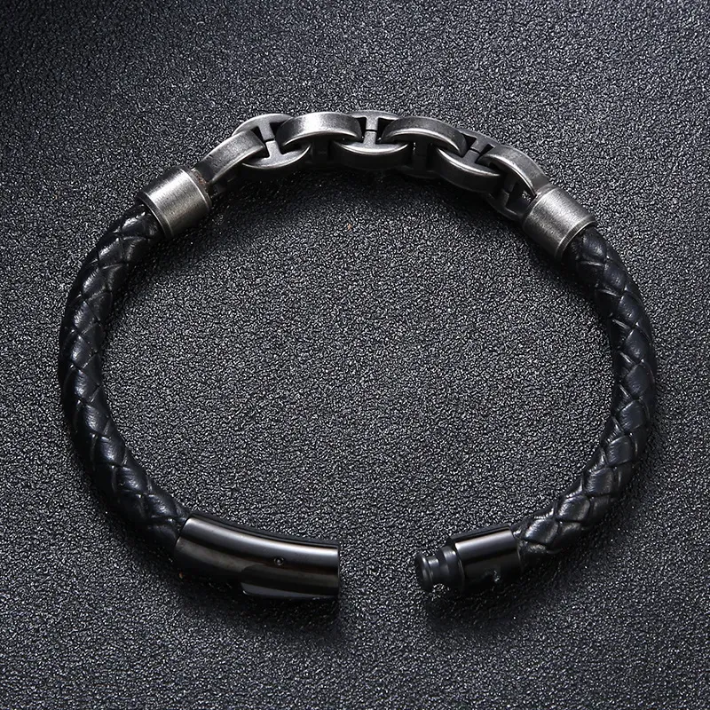 Viking Chain Leather Bracelet