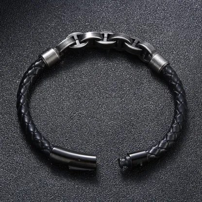 Viking Chain Leather Bracelet