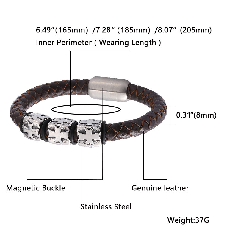 Starlight Guardian Braided Leather & Steel Bracelet