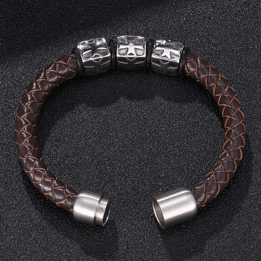 Starlight Guardian Braided Leather & Steel Bracelet