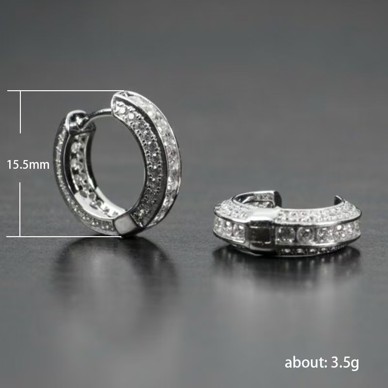 Double Row Pave CZ Huggie Hoop Earrings