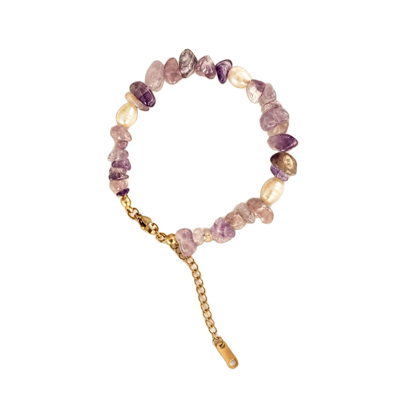 Amethyst Freshwater Pearl Chip Bead Bracelet